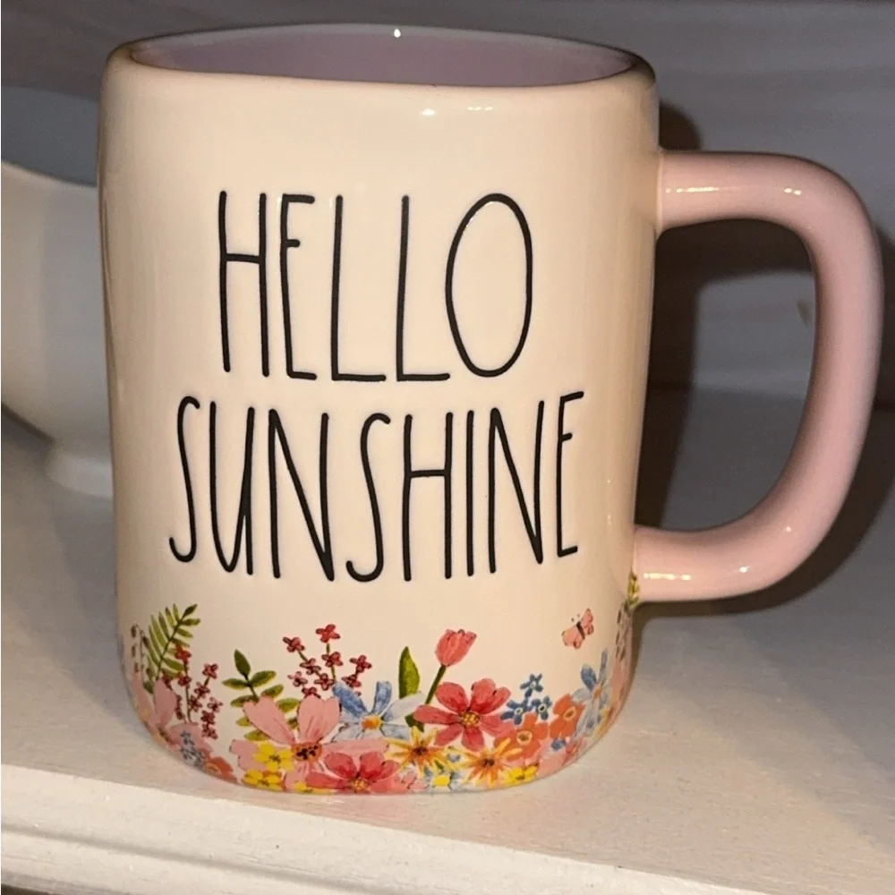 NWT SET of 2 RAE DUNN Ceramic Tea/Coffee Mugs/Cups HELLO SUNSHINE/SUN PLEASE - Picture 3 of 7